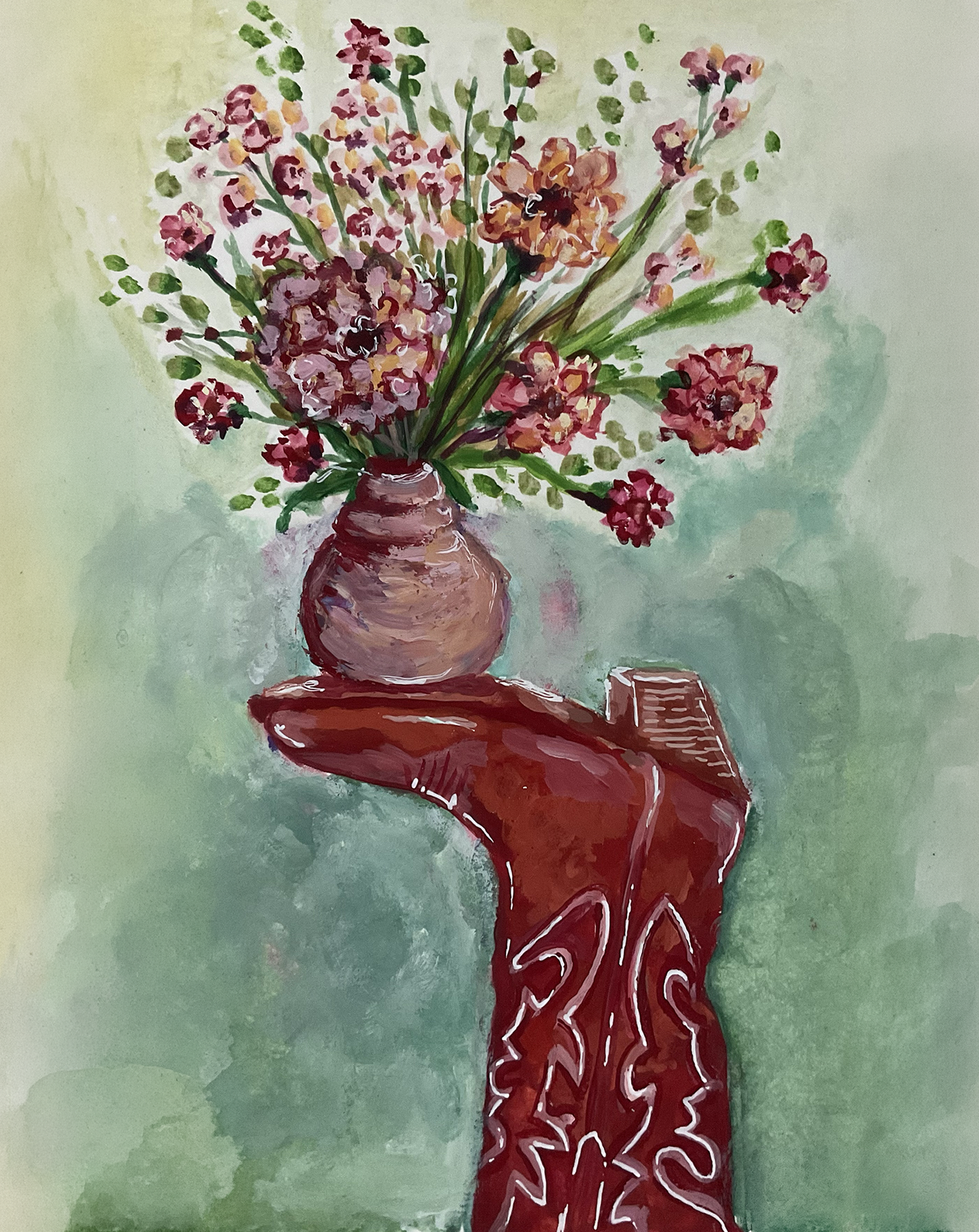 Cowgirl Flowers Print