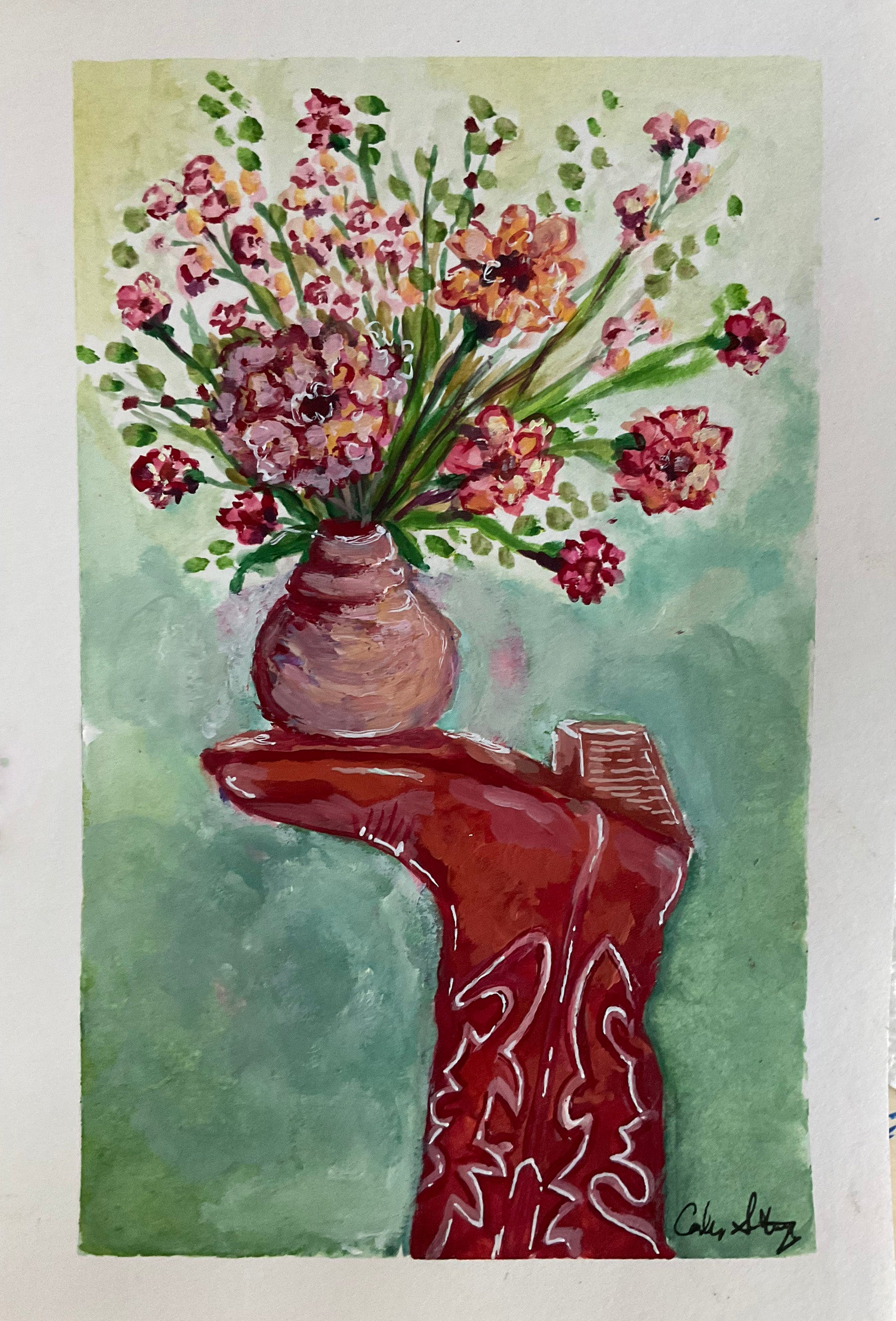 Cowgirl Flowers, 5.5 x 8.5 Original