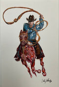 Cowboy with Lasso, 5.5 x 8.5 Original