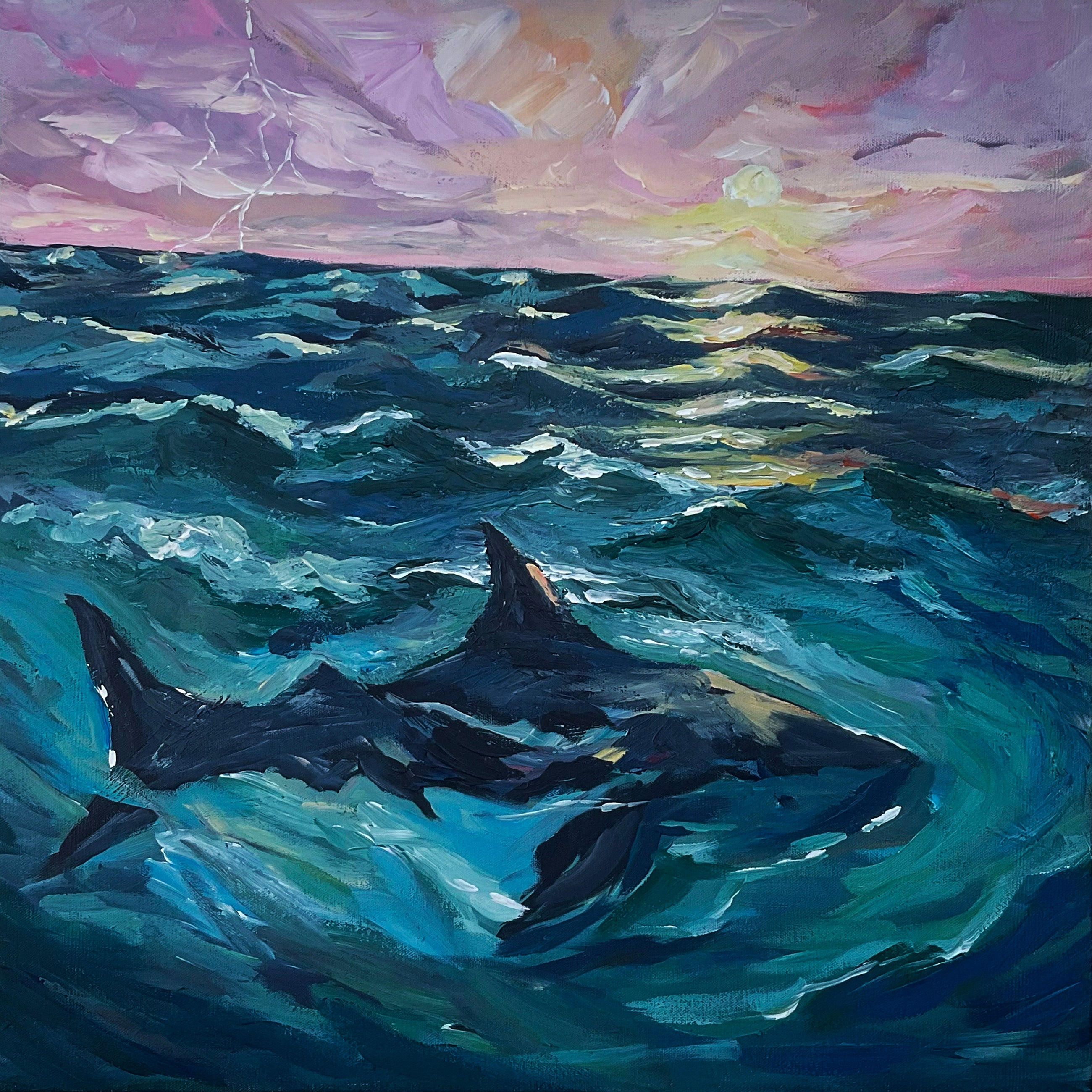 Ocean Sunset, 24x24 Original