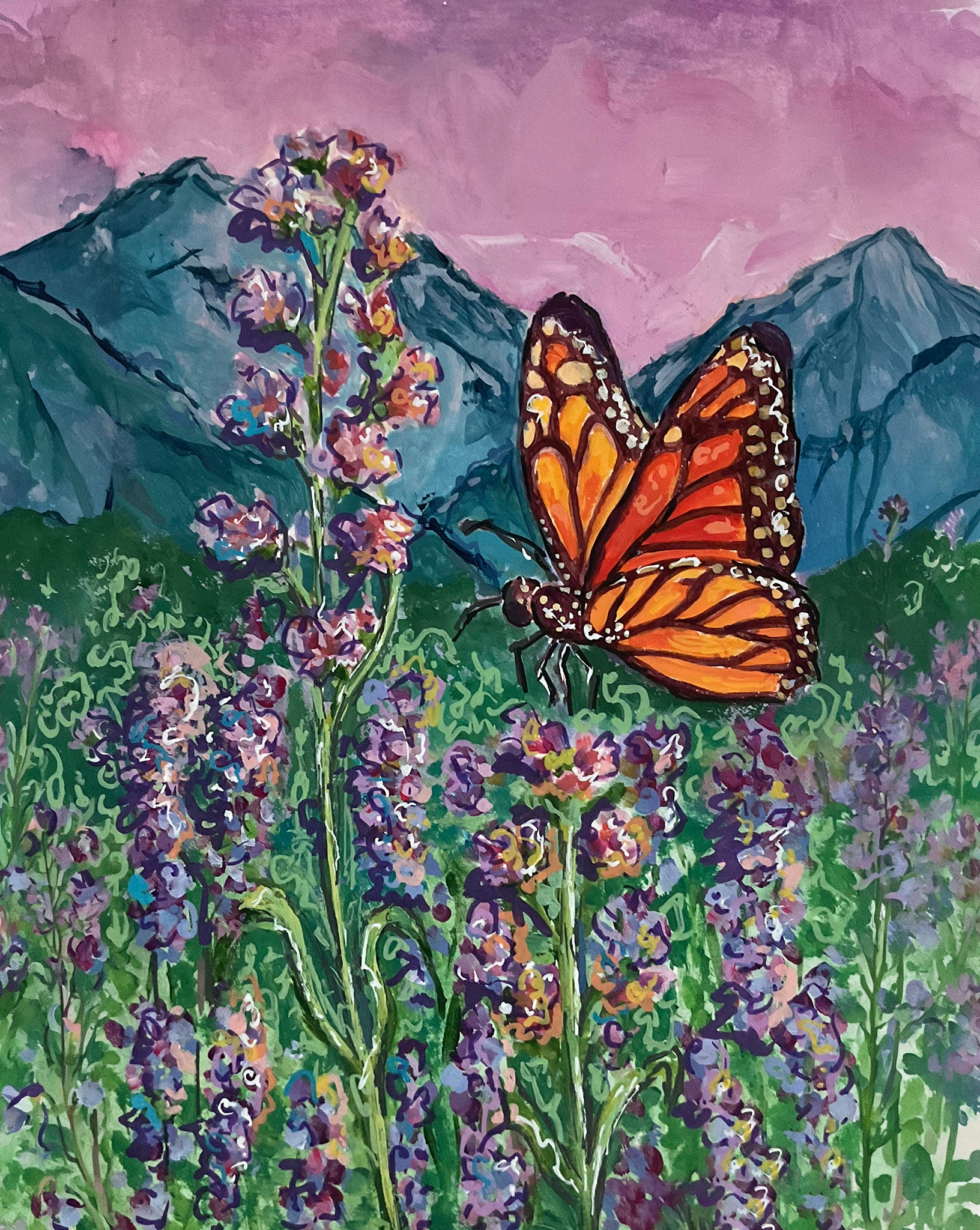 Lavender Field Butterfly Print