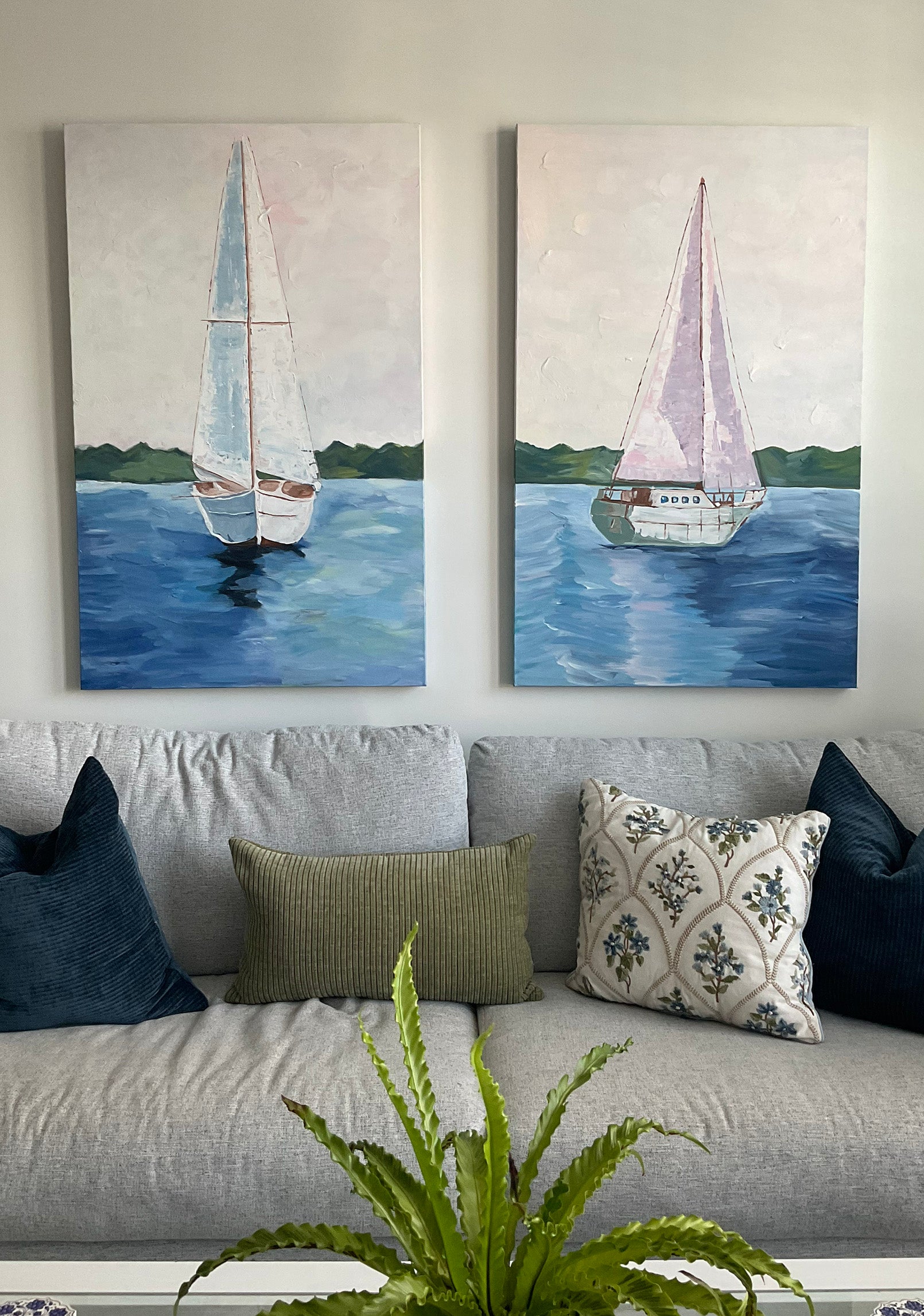 Pink Sailboat, 30x48 Original